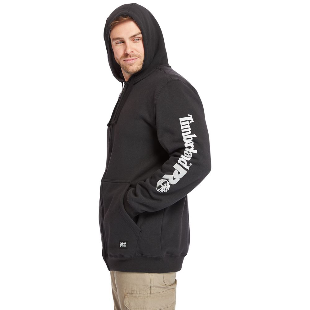 Timberland Mens Sweatshirts PRO® Big & Tall Hood Honcho Full-Zip Hoodie - Black - India PY4368951